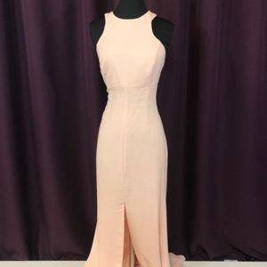 Vera Wang Long Halter Dress With Skirt Slit